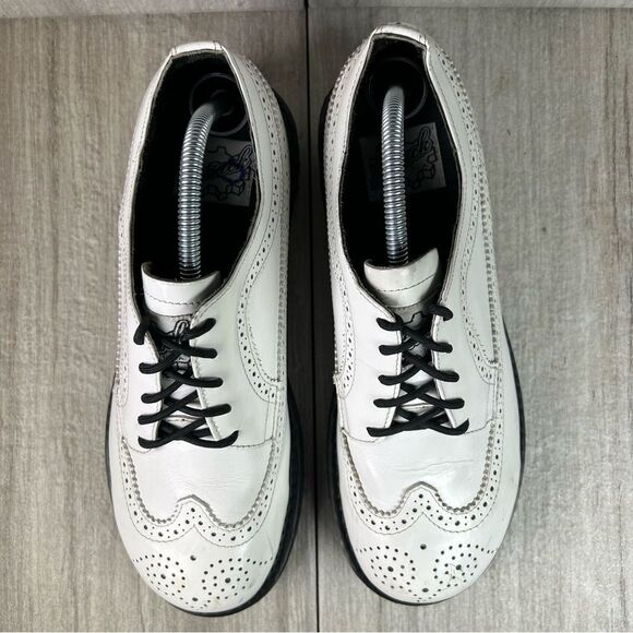 RARE Vintage Smack Creeper White Patent Leather Chunky Lace Up Boot Mens Size 9 - Picture 6 of 10